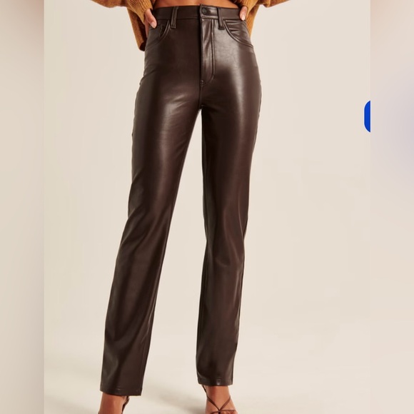 Abercrombie Brown Faux Leather Pants | Ultra High Rise | Curve Love | Size 27 - Picture 2 of 12